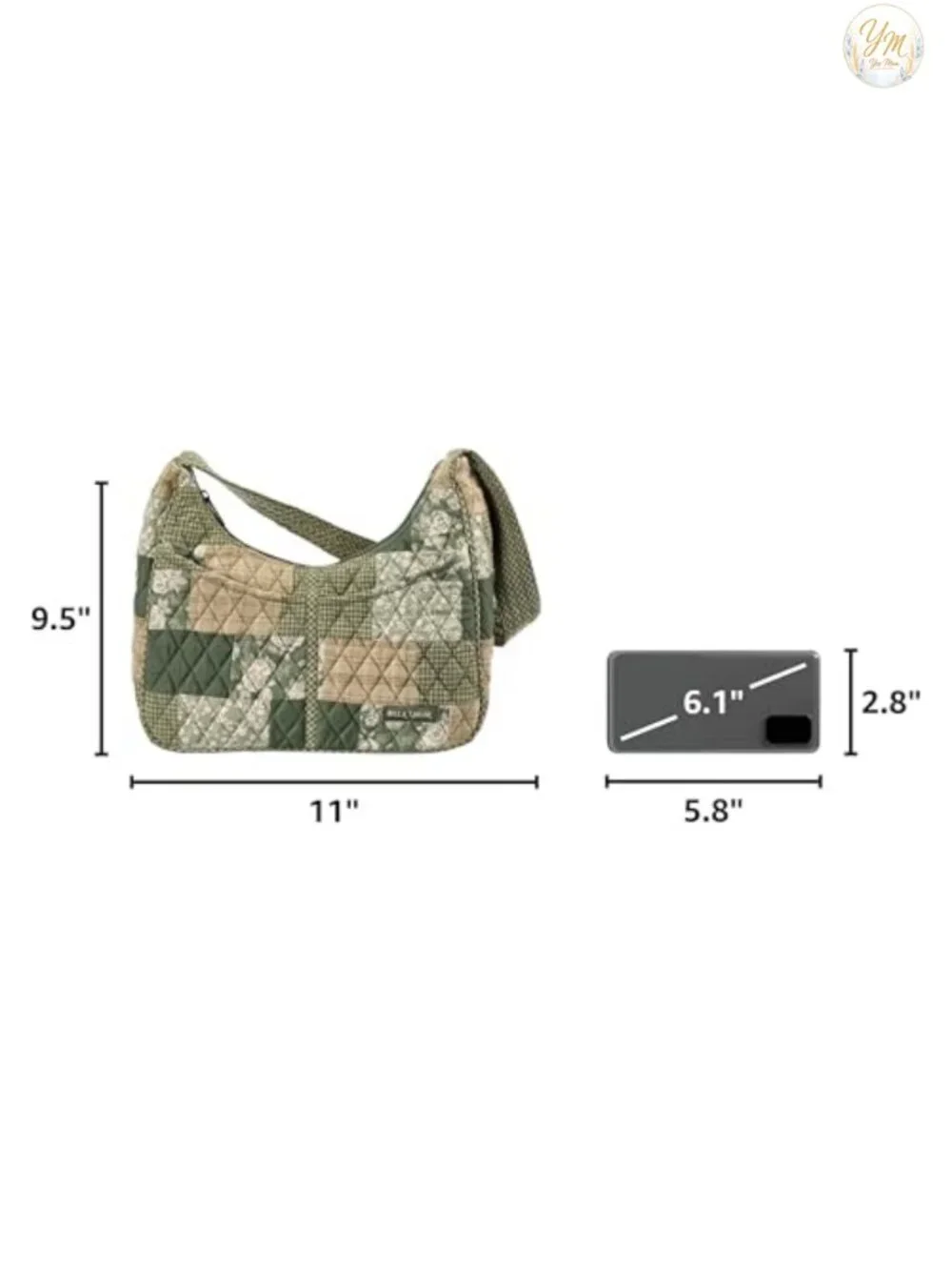 Quilted Shoulder Hobo Bag, Patchwork Cotton Purse, Women's Lightweight Handbag